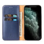 For iPhone 12 mini Fierre Shann PU Genuine Leather Texture Horizontal Flip Leather Case with Holder & Card Slots & Wallet(Blue) - Image 4