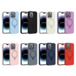 For iPhone 15 Pro Max Liquid Silicone MagSafe Metal Ring Holder Phone Case(Light Blue) - Image 2