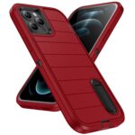 For iPhone 12 Pro Max Defender Gen2 Rugged PC + Silicone Phone Case with Holder(Red+Black) - Image 2