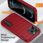 For iPhone 12 Pro Max Defender Gen2 Rugged PC + Silicone Phone Case with Holder(Red+Black) - Image 3