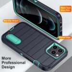 For iPhone 12 Pro Max Defender Gen2 Rugged PC + Silicone Phone Case with Holder(Dark Blue+Cyan) - Image 3