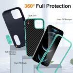 For iPhone 12 Pro Max Defender Gen2 Rugged PC + Silicone Phone Case with Holder(Dark Blue+Cyan) - Image 4