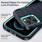 For iPhone 12 Pro Max Defender Gen2 Rugged PC + Silicone Phone Case with Holder(Dark Blue+Cyan) - Image 5