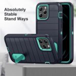 For iPhone 12 Pro Max Defender Gen2 Rugged PC + Silicone Phone Case with Holder(Dark Blue+Cyan) - Image 6