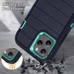 For iPhone 12 Pro Max Defender Gen2 Rugged PC + Silicone Phone Case with Holder(Dark Blue+Cyan) - Image 7