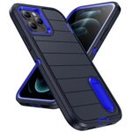 For iPhone 12 Pro Max Defender Gen2 Rugged PC + Silicone Phone Case with Holder(Dark Blue) - Image 2