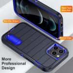 For iPhone 12 Pro Max Defender Gen2 Rugged PC + Silicone Phone Case with Holder(Dark Blue) - Image 3