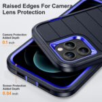 For iPhone 12 Pro Max Defender Gen2 Rugged PC + Silicone Phone Case with Holder(Dark Blue) - Image 5