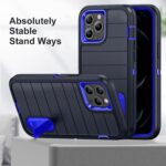 For iPhone 12 Pro Max Defender Gen2 Rugged PC + Silicone Phone Case with Holder(Dark Blue) - Image 6