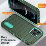 For iPhone 12 Pro Max Defender Gen2 Rugged PC + Silicone Phone Case with Holder(Dark Green+Cyan) - Image 3