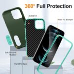 For iPhone 12 Pro Max Defender Gen2 Rugged PC + Silicone Phone Case with Holder(Dark Green+Cyan) - Image 4