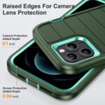 For iPhone 12 Pro Max Defender Gen2 Rugged PC + Silicone Phone Case with Holder(Dark Green+Cyan) - Image 5