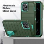 For iPhone 12 Pro Max Defender Gen2 Rugged PC + Silicone Phone Case with Holder(Dark Green+Cyan) - Image 6