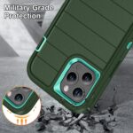 For iPhone 12 Pro Max Defender Gen2 Rugged PC + Silicone Phone Case with Holder(Dark Green+Cyan) - Image 7