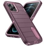 For iPhone 12 Pro Max Defender Gen2 Rugged PC + Silicone Phone Case with Holder(Purple+Light Pink) - Image 2
