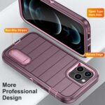 For iPhone 12 Pro Max Defender Gen2 Rugged PC + Silicone Phone Case with Holder(Purple+Light Pink) - Image 3