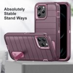 For iPhone 12 Pro Max Defender Gen2 Rugged PC + Silicone Phone Case with Holder(Purple+Light Pink) - Image 6