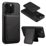 For iPhone 15 Pro Max ESEBLE E3 Plain Texture Card Slots MagSafe RFID Leather Case(Black)