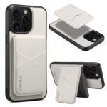 For iPhone 15 Pro Max ESEBLE E3 Plain Texture Card Slots MagSafe RFID Leather Case(Ivory)