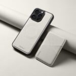 For iPhone 15 Pro Max ESEBLE E3 Plain Texture Card Slots MagSafe RFID Leather Case(Ivory) - Image 6