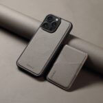 For iPhone 15 Pro Max ESEBLE E3 Plain Texture Card Slots MagSafe RFID Leather Case(Grey) - Image 6