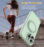 For iPhone 15 Pro Max Liquid Silicone MagSafe Phone Case with Rotating Holder(Green) - Image 3