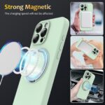 For iPhone 15 Pro Max Liquid Silicone MagSafe Phone Case with Rotating Holder(Green) - Image 4