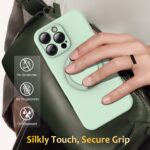 For iPhone 15 Pro Max Liquid Silicone MagSafe Phone Case with Rotating Holder(Green) - Image 7