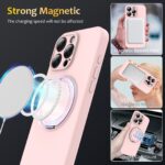 For iPhone 15 Pro Max Liquid Silicone MagSafe Phone Case with Rotating Holder(Pink) - Image 4