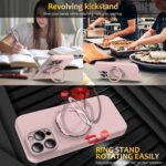 For iPhone 15 Pro Max Liquid Silicone MagSafe Phone Case with Rotating Holder(Pink) - Image 6