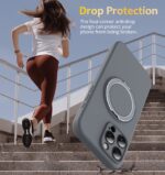 For iPhone 15 Pro Max Liquid Silicone MagSafe Phone Case with Rotating Holder(Grey) - Image 3