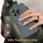 For iPhone 15 Pro Max Liquid Silicone MagSafe Phone Case with Rotating Holder(Grey) - Image 7