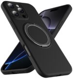 For iPhone 13 Pro Liquid Silicone MagSafe Phone Case with Rotating Holder(Black) - Image 2