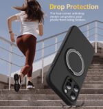 For iPhone 13 Pro Liquid Silicone MagSafe Phone Case with Rotating Holder(Black) - Image 3