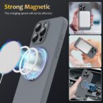 For iPhone 13 Pro Liquid Silicone MagSafe Phone Case with Rotating Holder(Grey) - Image 4