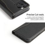 For iPhone 16 Pro Max Fierre Shann Cowhide Leather Flip Leather Phone Case(Black) - Image 5