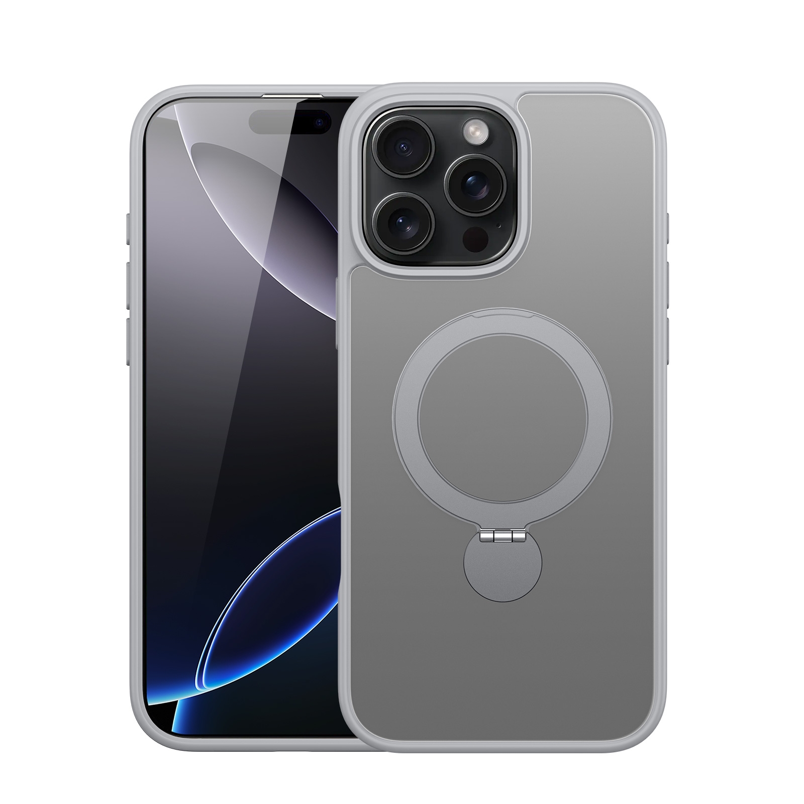 EDA007294901B.jpg For iPhone 16 Pro Max DUX DUCIS Yind Series MagSafe TPU Hybrid PC Phone Case with Stand(Grey) - Image 1