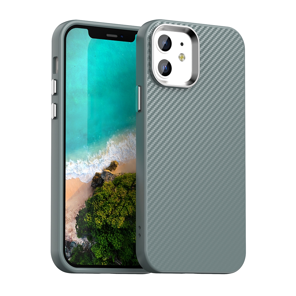 EDA007347809B.jpg For iPhone 12 Carbon Fiber Series IMD Phone Case(Grey) - Image 1