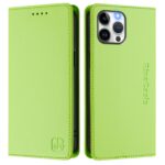 For iPhone 12 / 12 Pro RC01 Dual-Folded Magnetic Suction RFID Leather Phone Case(Grass Green) - Image 2