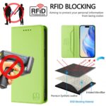 For iPhone 12 / 12 Pro RC01 Dual-Folded Magnetic Suction RFID Leather Phone Case(Grass Green) - Image 5