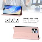 For iPhone 12 / 12 Pro RC01 Dual-Folded Magnetic Suction RFID Leather Phone Case(Pink) - Image 4