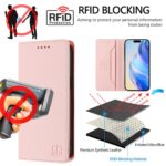 For iPhone 12 / 12 Pro RC01 Dual-Folded Magnetic Suction RFID Leather Phone Case(Pink) - Image 5