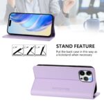 For iPhone 12 / 12 Pro RC01 Dual-Folded Magnetic Suction RFID Leather Phone Case(Light Purple) - Image 4