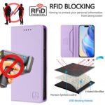 For iPhone 12 / 12 Pro RC01 Dual-Folded Magnetic Suction RFID Leather Phone Case(Light Purple) - Image 5