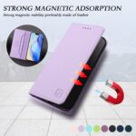 For iPhone 12 / 12 Pro RC01 Dual-Folded Magnetic Suction RFID Leather Phone Case(Light Purple) - Image 6