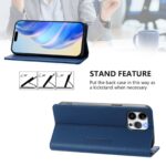 For iPhone 12 / 12 Pro RC01 Dual-Folded Magnetic Suction RFID Leather Phone Case(Dark Blue) - Image 4
