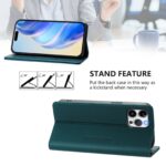 For iPhone 12 / 12 Pro RC01 Dual-Folded Magnetic Suction RFID Leather Phone Case(Dark Green) - Image 4
