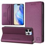 For iPhone 12 / 12 Pro RC01 Dual-Folded Magnetic Suction RFID Leather Phone Case(Violet)