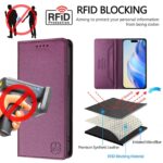For iPhone 12 / 12 Pro RC01 Dual-Folded Magnetic Suction RFID Leather Phone Case(Violet) - Image 5