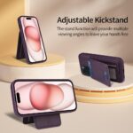 For iPhone 15 BETOPNICE Vertical Flip Detachable MagSafe Wallet Phone Case(Purple) - Image 5